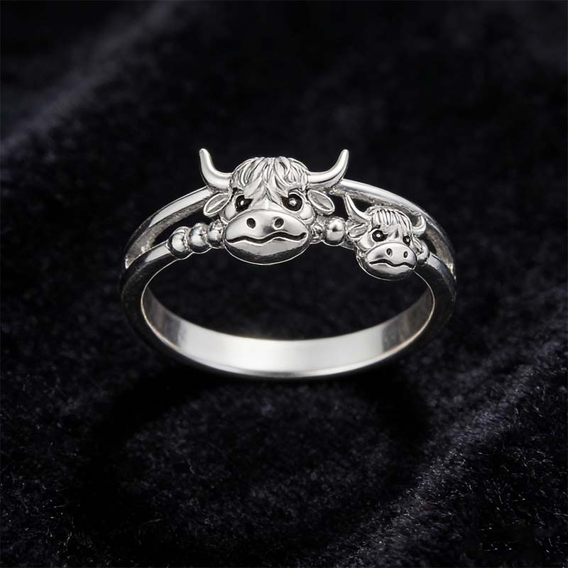 🔥LAST DAY 49% OFF 💕 ✨ Handcrafted Highland Cow Adjustable Ring